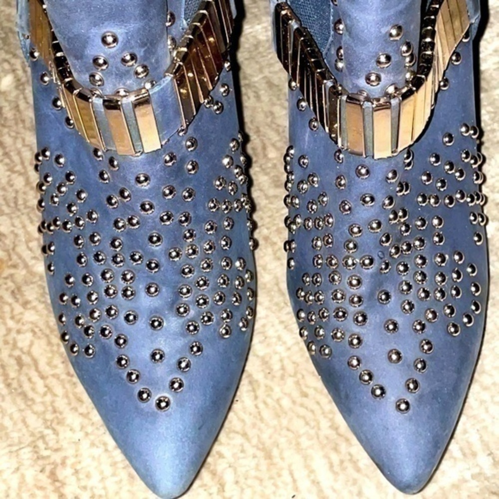 Jeffrey Campbell Blue Leather Studded Boots Size 6 Bootie Volpe gently preloved - Picture 3 of 13